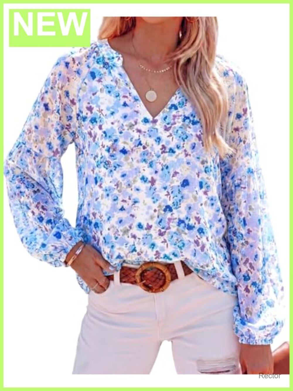 Women Chiffon Blouse V Neck Long Sleeve High Low Hem Boho Top